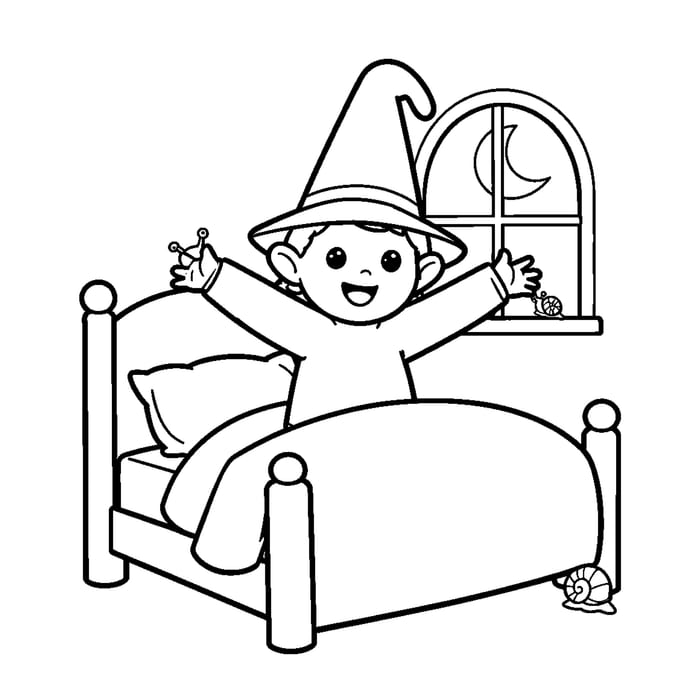 Interior page: sleepy elf waking