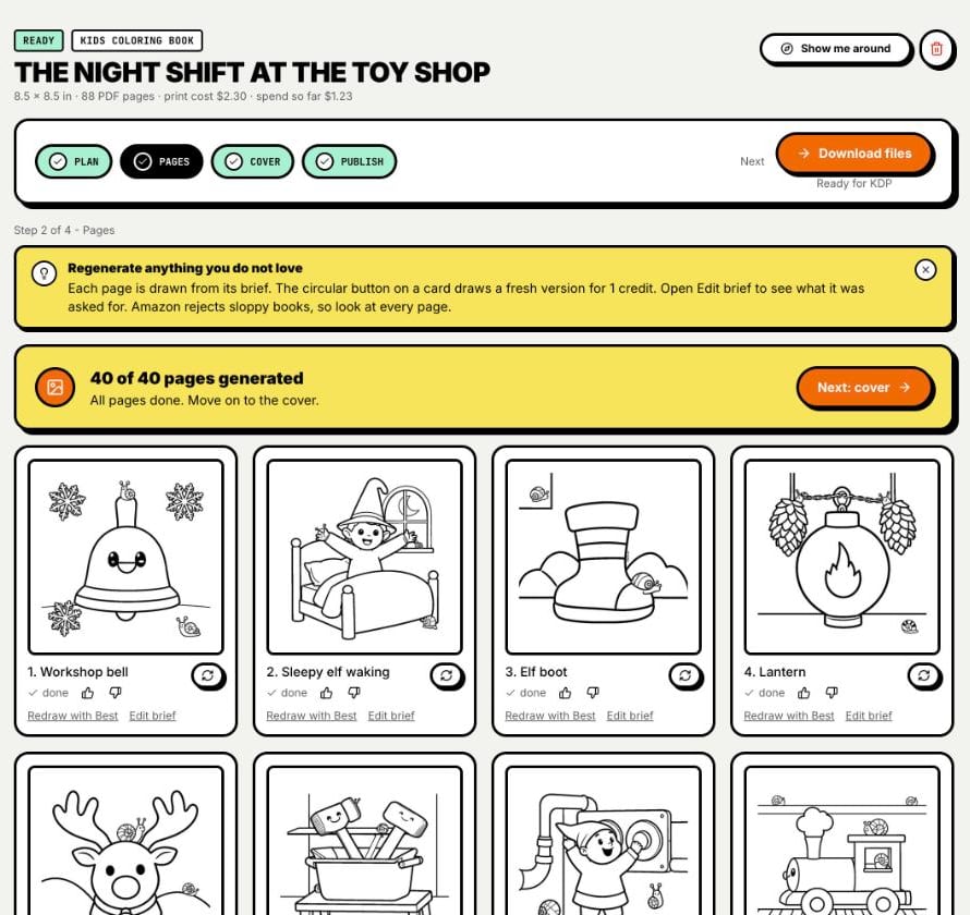 Forty coloring pages drawn in one consistent style
